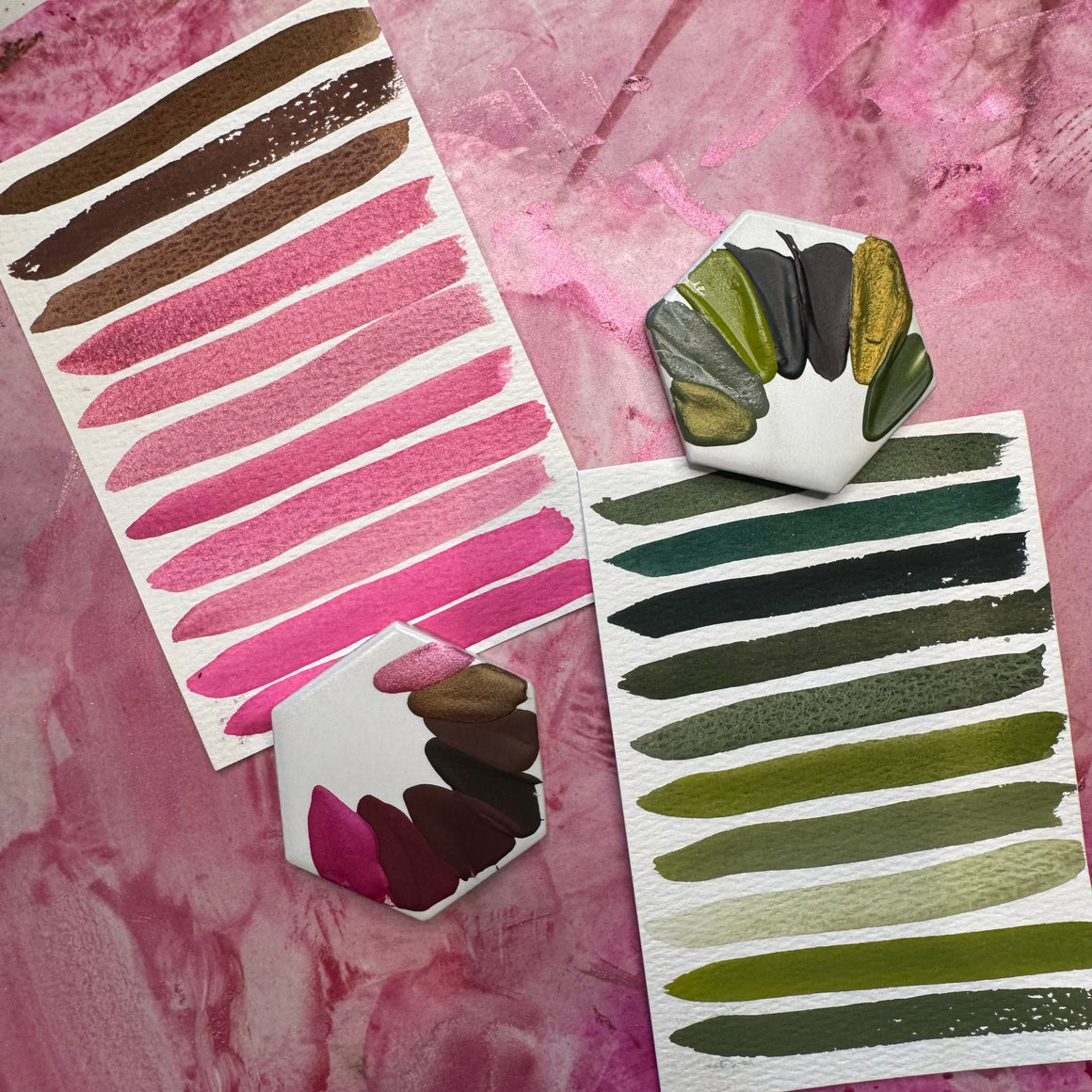 #tracibautistaCOLOR LUMINOUS WINTER botanicals handcrafted watercolors mini collection {travel swatch tile 2-set}