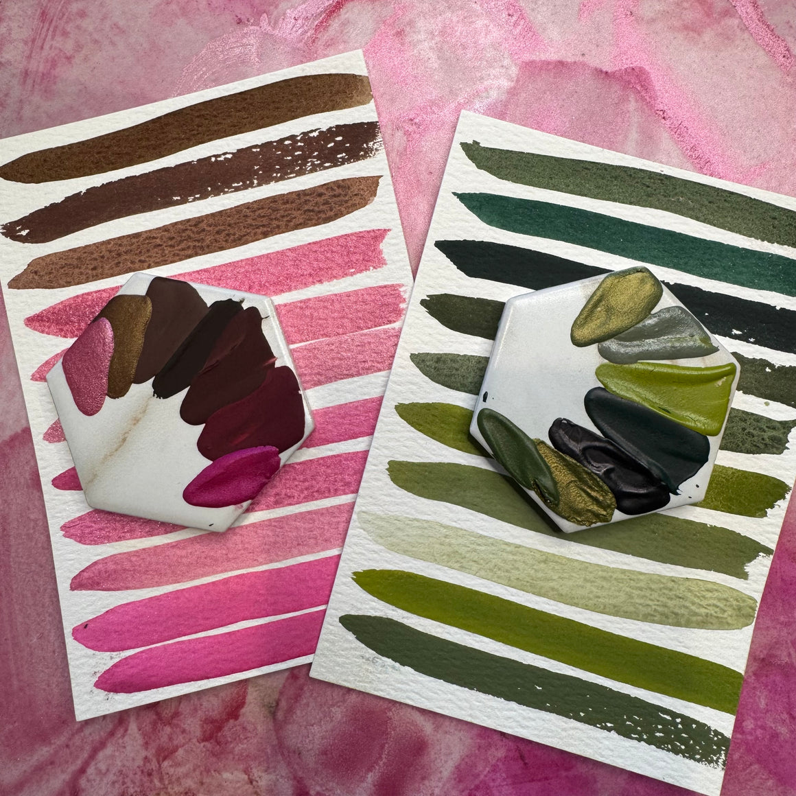 #tracibautistaCOLOR LUMINOUS WINTER botanicals handcrafted watercolors mini collection {travel swatch tile 2-set}