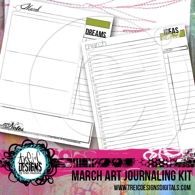 March art journaling printable workbook