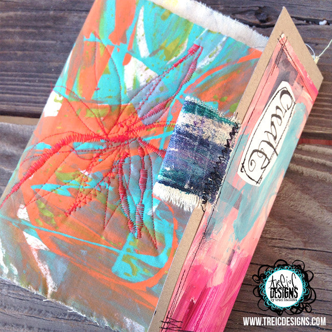 create FLORAL art quilt handmade journal