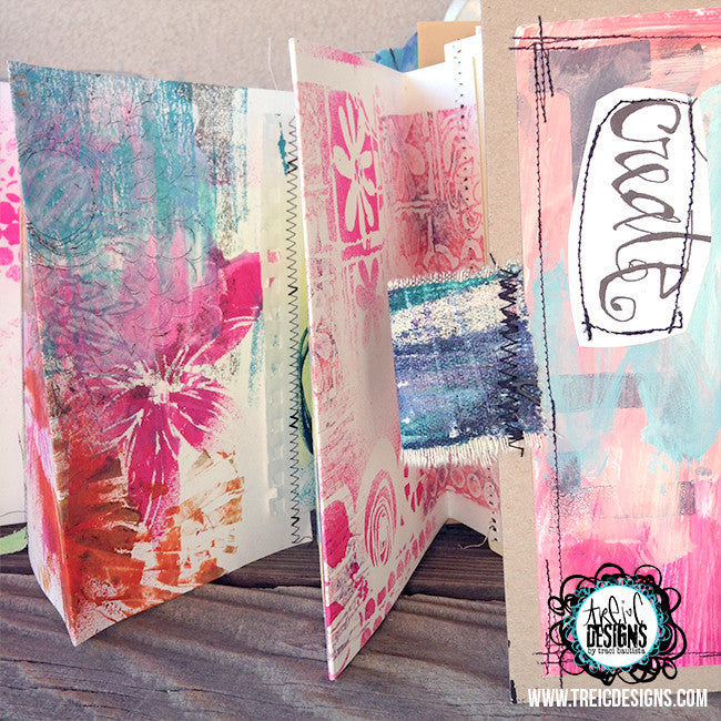 create FLORAL art quilt handmade journal