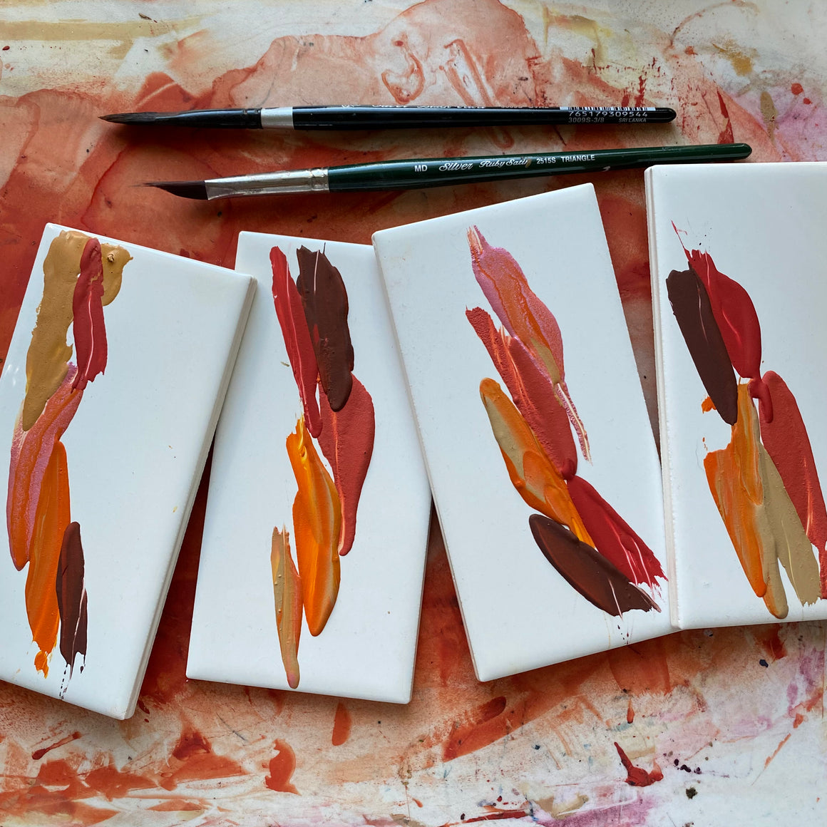 #tracibautistaCOLOR ~ FOREVER CHASING SUNSETS multi-color watercolor swatch tile {4-set}