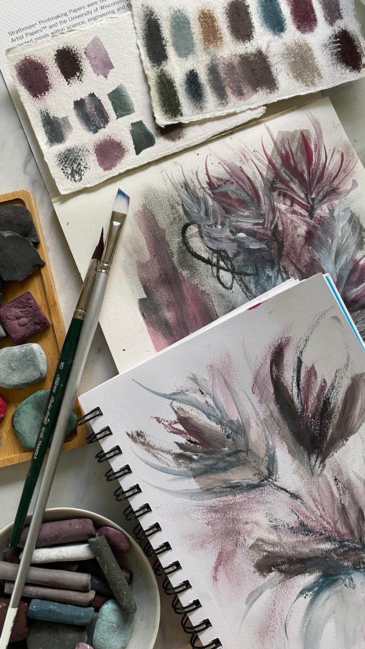 #tracibautistaCOLOR ~ WINTER/SPRING BLOSSOMS watercolor XL swatch tile