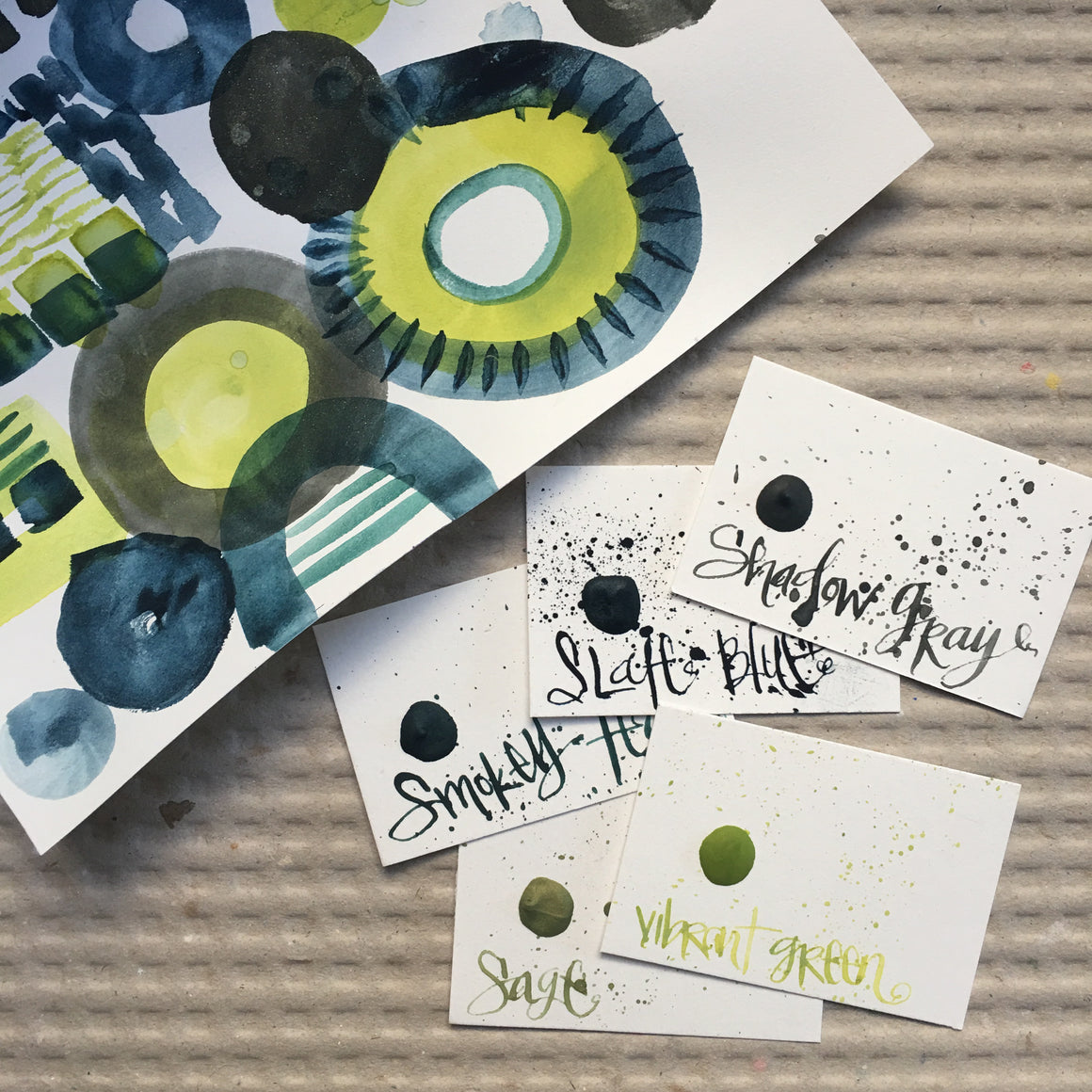 #tracibautistaCOLOR ~ shadows + sage watercolor sample dot cards