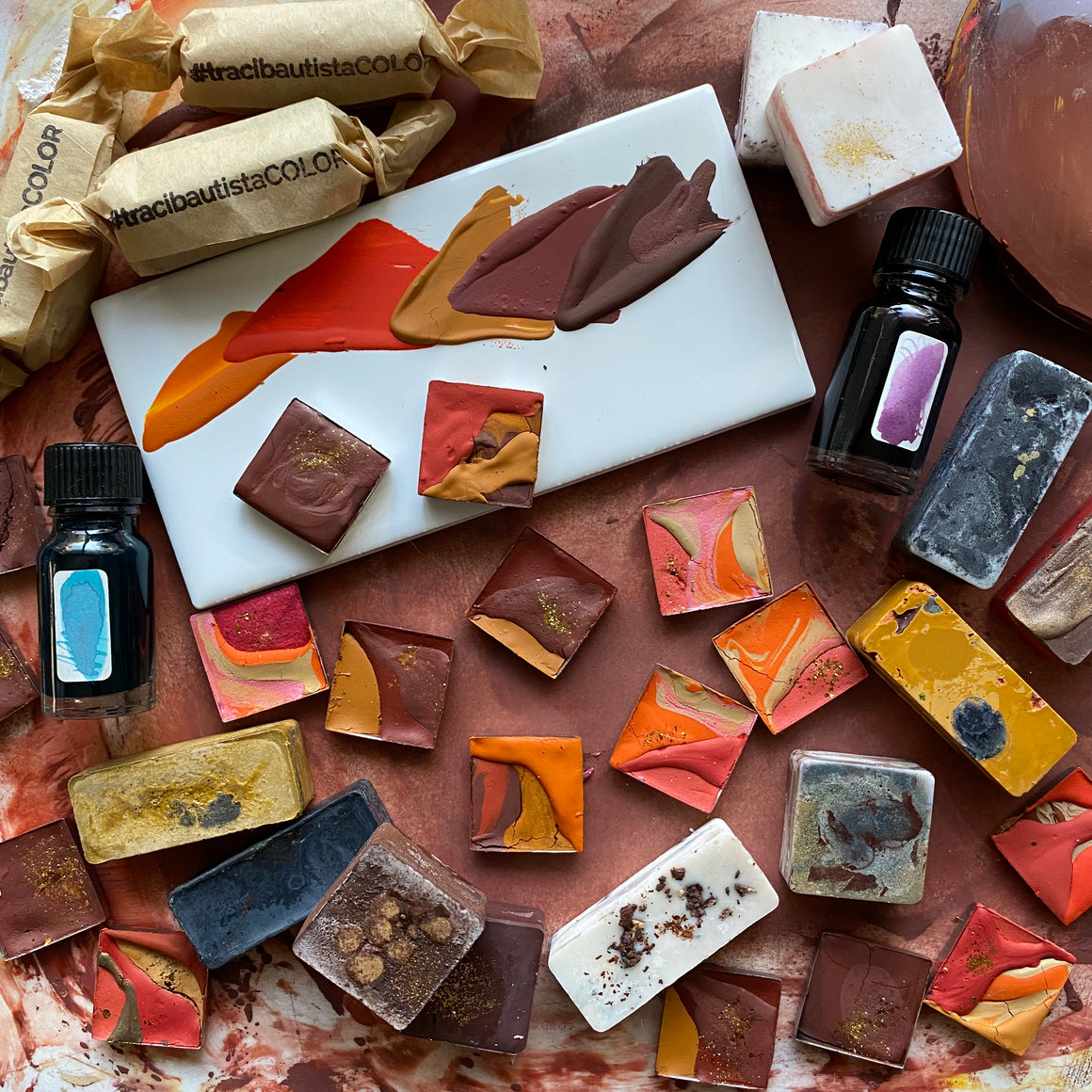 #tracibautistaCOLOR ~ FOREVER CHASING SUNSETS multi-color watercolor swatch tile {4-set}