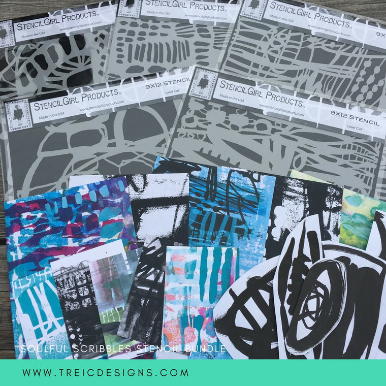 SOULFUL SCRIBBLES stencil BUNDLE